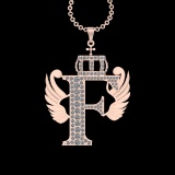 3.86 Ctw VS/SI1 Diamond Prong Set 18K Rose Gold Letter theme ( F) Necklace