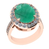 5.55 Ctw VS/SI1 Emerald And Diamond 14K Rose Gold Engagement Ring