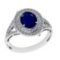 2.65 Ctw VS/SI1 Blue Sapphire and Diamond 14k white Gold Engagement Ring