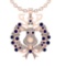 3.02Ctw VS/SI1 Blue Sapphire and Diamond 14K Rose Gold Necklace(ALL DIAMOND