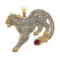 6.61 Ctw VS/SI1 Ruby and Diamond 14k Yellow Gold creature theme panther Pen