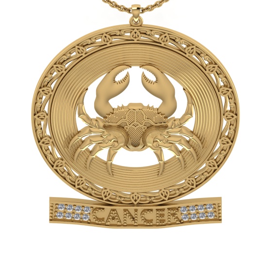 0.08 Ctw VS/SI1 Diamond 14K Yellow Gold Cancer zodiac sign theme Necklace (