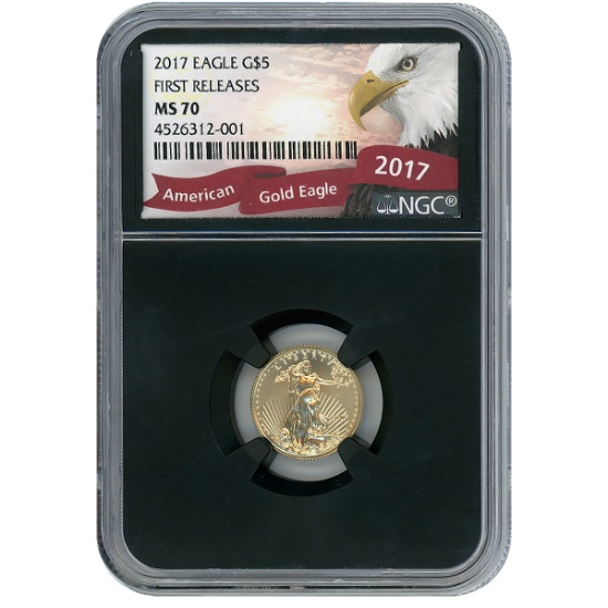 Certified American $5 Gold Eagle 2017 MS70 NGC First Releases Black Core