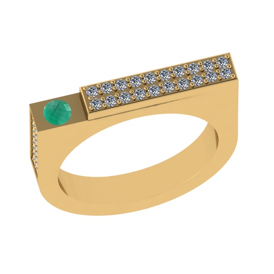 0.48 Ctw VS/SI1 Emerald and Diamond 14K Yellow Gold Engagement Ring (ALL DI