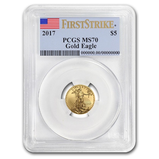 Certified American $5 Gold Eagle 2017 MS70 PCGS First Strike