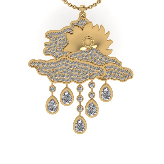 3.35 Ctw VS/SI1 Diamond 14K Yellow Gold Necklace (ALL DIAMOND ARE LAB GROWN