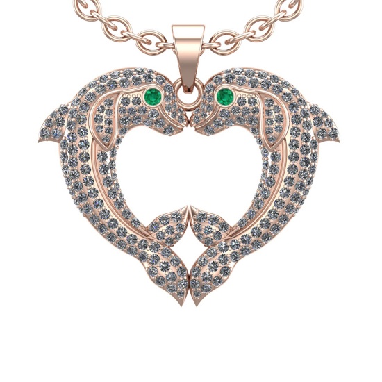 2.50 Ctw VS/SI1 Diamond 14k Rose Gold Fish Pandant (ALL DIAMOND ARE LAB GRO