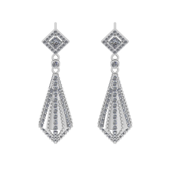 2.11 Ctw VS/SI1 Diamond 14k white Gold Dangle Earrings (ALL DIAMOND ARE LAB