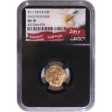 Certified American $5 Gold Eagle 2017 MS70 ER Black Core