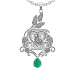 4.41 Ctw VS/SI1 Emerald and Diamond Prong Set 14K White Gold Pendant (ALL D
