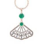3.33 Ctw VS/SI1 Emerald and Diamond14K Rose Gold Necklace (ALL DIAMOND ARE