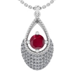 0.80 Ctw VS/SI1 Ruby and Diamond 14k white Gold Engagement Ring