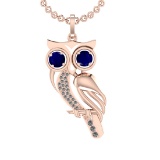 1.75 Ctw VS/SI1 Blue Sapphire and Diamond 14K Rose Gold Pendant (ALL DIAMON