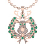 3.02Ctw VS/SI1 Emerald and Diamond 14K Rose Gold Necklace(ALL DIAMOND ARE L