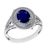 2.65 Ctw VS/SI1 Blue Sapphire and Diamond 14k white Gold Engagement Ring