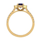 0.92 Ctw VS/SI1 Blue Sapphire and Diamond 14k Yellow Gold Engagement Ring (