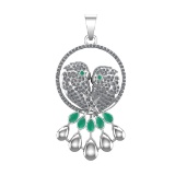 3.73 Ctw VS/SI1 Emerald and Diamond 14k white Gold Pandant (ALL DIAMOND ARE