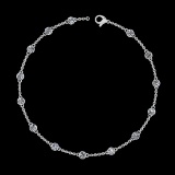 1.20 Ctw VS/SI1 Diamond 14K White Gold Yard Necklace (ALL DIAMOND ARE LAB G