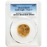 Certified American $5 Gold Eagle 2021 Type 1 MS70 PCGS