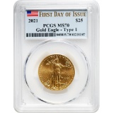 Certified American $25 Gold Eagle 2021 Type 1 MS70 PCGS First Day of Issue