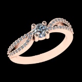 0.73 Ctw VS/SI1 Diamond Prong Set 18k Rose Gold Engagement Ring (ALL DIAMON