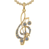 0.81 Ctw SI2/SI1 Diamond 14k Yellow Gold musical instruments theme Pendant