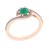 0.69 Ctw VS/SI1 Emerald and Diamond 14K Rose Gold Engagement Ring (ALL DIAM