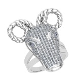 1.42 CtwVS/SI1 Diamond 14K White Gold Animal theme Ring
