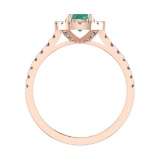 0.92 Ctw VS/SI1 Emerald and Diamond 14k Rose Gold Engagement Ring (ALL DIAM