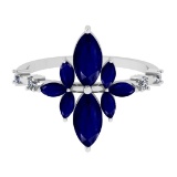 1.75 Ctw VS/SI1 Blue Sapphire And Diamond 14K White Gold Cocktail Ring