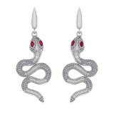 2.15 CtwVS/SI1 Ruby and Diamond 14K White Gold Sneak Earrings