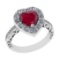 2.52 Ctw VS/SI1 Ruby And Diamond 14k White Gold Engagement Ring (ALL DIAMON