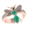 1.31 Ctw VS/SI1 Emerald and Diamond 14k Rose Gold Bees theme Ring (ALL DIAM