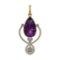 75.18 Ctw SI2/SI1 Amethyst and Diamond Prong Set 14k Yellow Gold Pendant (A