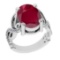 3.68 Ctw VS/SI1 Ruby and Diamond Prong Set 14K White Gold Engagement Ring (