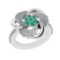 0.90 Ctw VS/SI1 Emerald and Diamond 14k white Gold Engagement Ring (ALL DIA