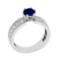 1.36 Ctw VS/SI1 Blue Sapphire and Diamond Prong Set 14K White Gold Engageme