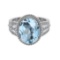 5.60 Ctw VS/SI1 Blue Topaz And Diamond 14K White Gold Engagement Ring( ALL