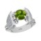 3.62 Ctw VS/SI1 Peridot and Diamond Set 10K white Gold Engagement Ring (ALL