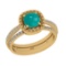 1.14 Ctw I2/I3 Emerald And Diamond 14K Yellow Gold Engagement Ring