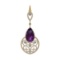 99.08 Ctw SI2/SI1 Amethyst and Diamond Prong Set 14k Yellow Gold Pendant (A