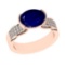 2.98 Ctw VS/SI1 Blue Sapphire And Diamond 14k Rose Gold Engagement Ring (AL