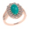2.74 Ctw I2/I3 Emerald And Diamond 14K Rose Gold Engagement Ring