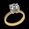 3.13 Ctw VS/SI1 Diamond Prong Set 18k Yellow Gold Engagement Ring