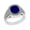 3.28 Ctw VS/SI1 Blue Sapphire and Diamond 14k white Gold Engagement Ring (A