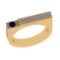 0.48 Ctw VS/SI1 Blue Sapphire and Diamond 14K Yellow Gold Engagement Ring (