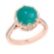 7.07 Ctw I2/I3 Emerald And Diamond 14K Rose Gold Engagement Ring