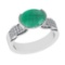 2.98 Ctw VS/SI1 Emerald And Diamond 14k White Gold Engagement Ring (ALL DIA