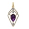 59.06 Ctw SI2/SI1 Amethyst and Diamond Prong Set 14k Yellow Gold Pendant (A
