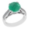 4.39 Ctw VS/SI1 Emerald and Diamond 14k white Gold Engagement Ring